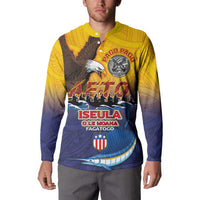 American Samoa Fautasi Button Sweatshirt Bald Eage and Sailfish with Kakau Motifs LT03 - Polynesian Pride
