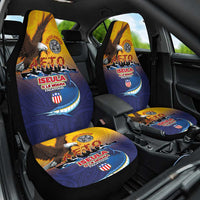 American Samoa Fautasi Car Seat Cover Bald Eage and Sailfish with Kakau Motifs LT03 One Size Yellow - Polynesian Pride