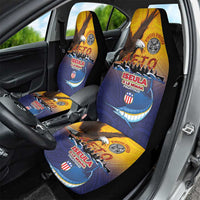 American Samoa Fautasi Car Seat Cover Bald Eage and Sailfish with Kakau Motifs LT03 - Polynesian Pride