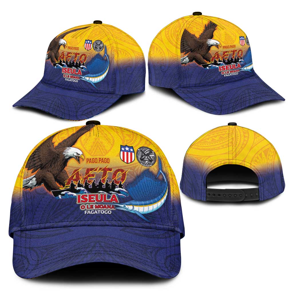 American Samoa Fautasi Classic Cap Bald Eage and Sailfish with Kakau Motifs LT03 - Polynesian Pride