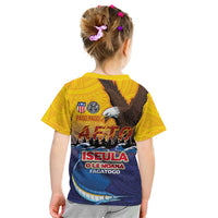 American Samoa Fautasi Kid T Shirt Bald Eage and Sailfish with Kakau Motifs LT03 - Polynesian Pride
