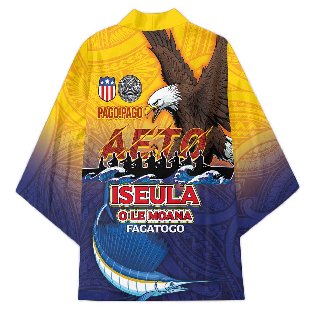 American Samoa Fautasi Kimono Bald Eage and Sailfish with Kakau Motifs LT03 - Polynesian Pride