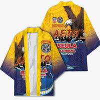 American Samoa Fautasi Kimono Bald Eage and Sailfish with Kakau Motifs LT03 - Polynesian Pride