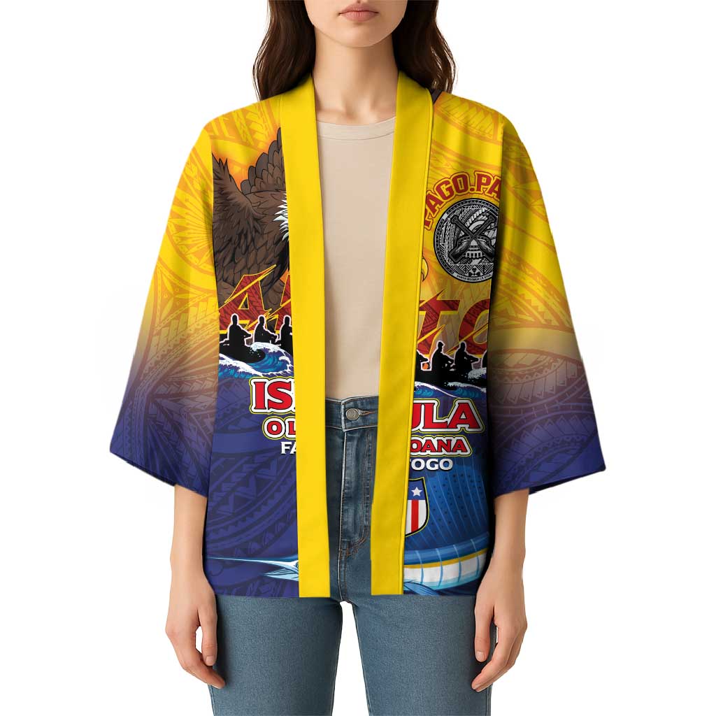 American Samoa Fautasi Kimono Bald Eage and Sailfish with Kakau Motifs LT03 - Polynesian Pride