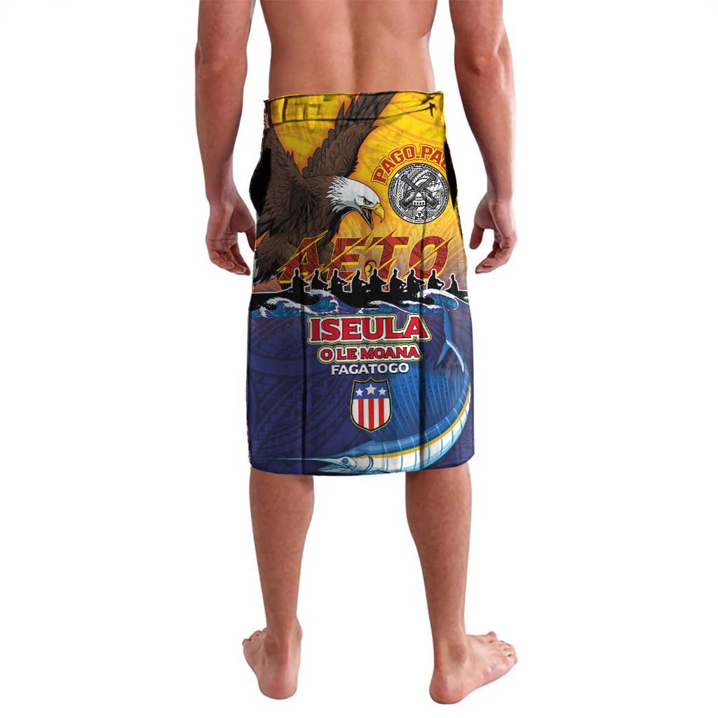 American Samoa Fautasi Lavalava Bald Eage and Sailfish with Kakau Motifs LT03 - Polynesian Pride