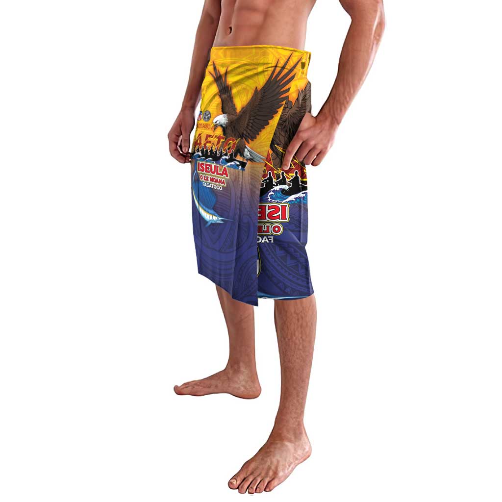 American Samoa Fautasi Lavalava Bald Eage and Sailfish with Kakau Motifs LT03 - Polynesian Pride