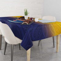 American Samoa Fautasi Tablecloth Bald Eage and Sailfish with Kakau Motifs LT03 - Polynesian Pride