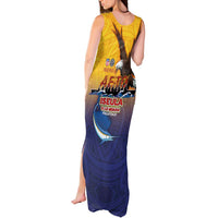 American Samoa Fautasi Tank Maxi Dress Bald Eage and Sailfish with Kakau Motifs LT03 - Polynesian Pride