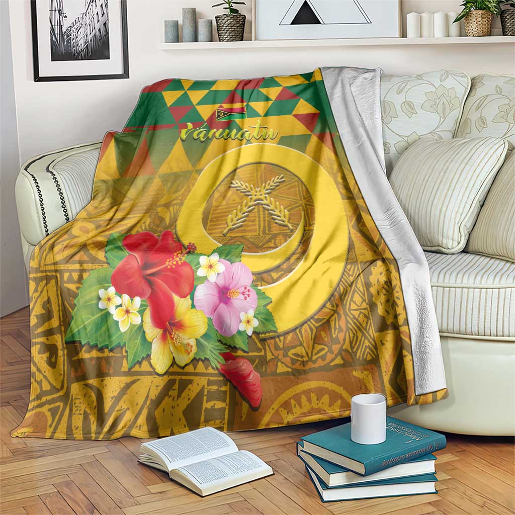 Melanesian Vanuatu Blanket With Tapa Tribal Pattern and Triangle Geometric Tricolor LT03 Yellow - Polynesian Pride