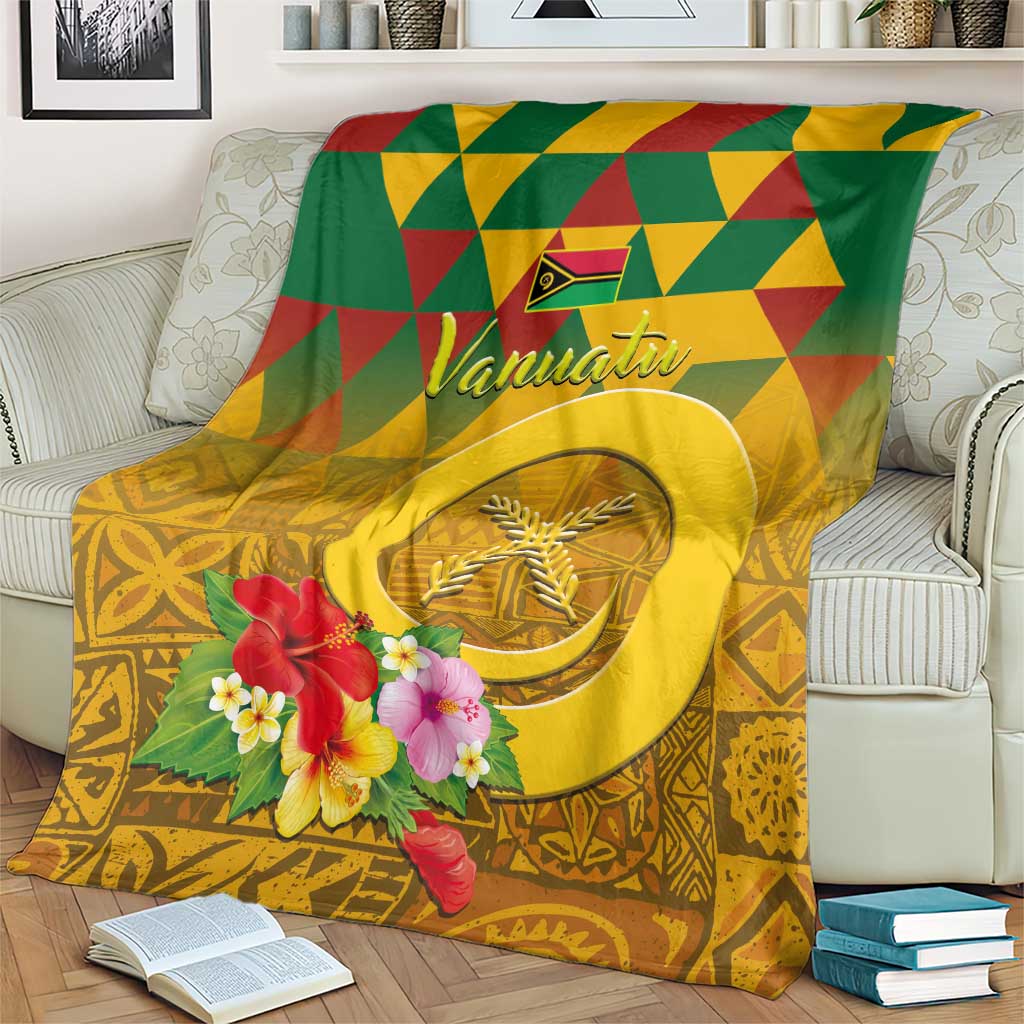 Melanesian Vanuatu Blanket With Tapa Tribal Pattern and Triangle Geometric Tricolor LT03 - Polynesian Pride