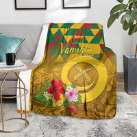 Melanesian Vanuatu Blanket With Tapa Tribal Pattern and Triangle Geometric Tricolor LT03 - Polynesian Pride