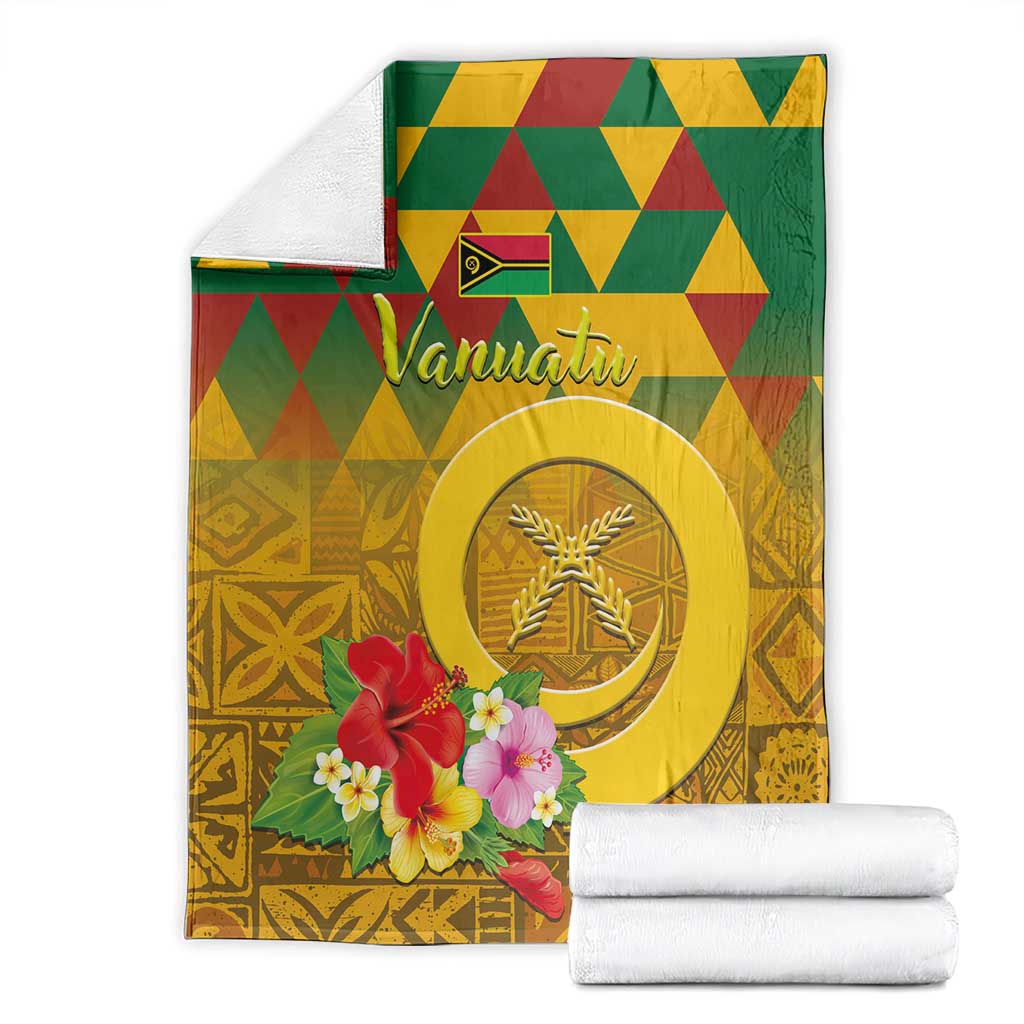 Melanesian Vanuatu Blanket With Tapa Tribal Pattern and Triangle Geometric Tricolor LT03 - Polynesian Pride