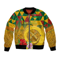 Melanesian Vanuatu Bomber Jacket With Tapa Tribal Pattern and Triangle Geometric Tricolor LT03 Unisex Yellow - Polynesian Pride