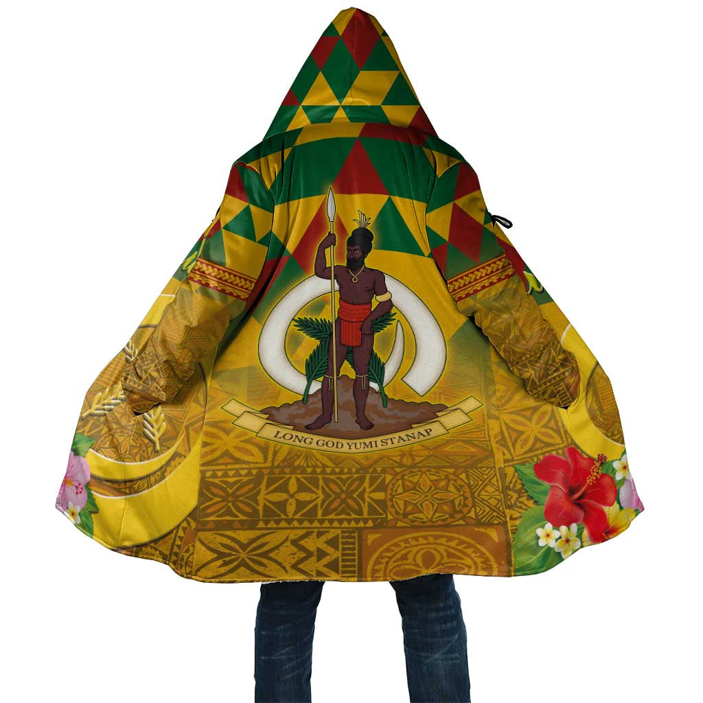 Melanesian Vanuatu Cloak With Tapa Tribal Pattern and Triangle Geometric Tricolor LT03 Unisex Yellow - Polynesian Pride