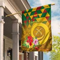 Melanesian Vanuatu Garden Flag With Tapa Tribal Pattern and Triangle Geometric Tricolor LT03 House Flag Yellow - Polynesian Pride