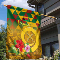 Melanesian Vanuatu Garden Flag With Tapa Tribal Pattern and Triangle Geometric Tricolor LT03 - Polynesian Pride