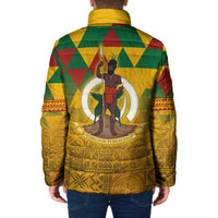 Melanesian Vanuatu Padded Jacket With Tapa Tribal Pattern and Triangle Geometric Tricolor LT03 - Polynesian Pride