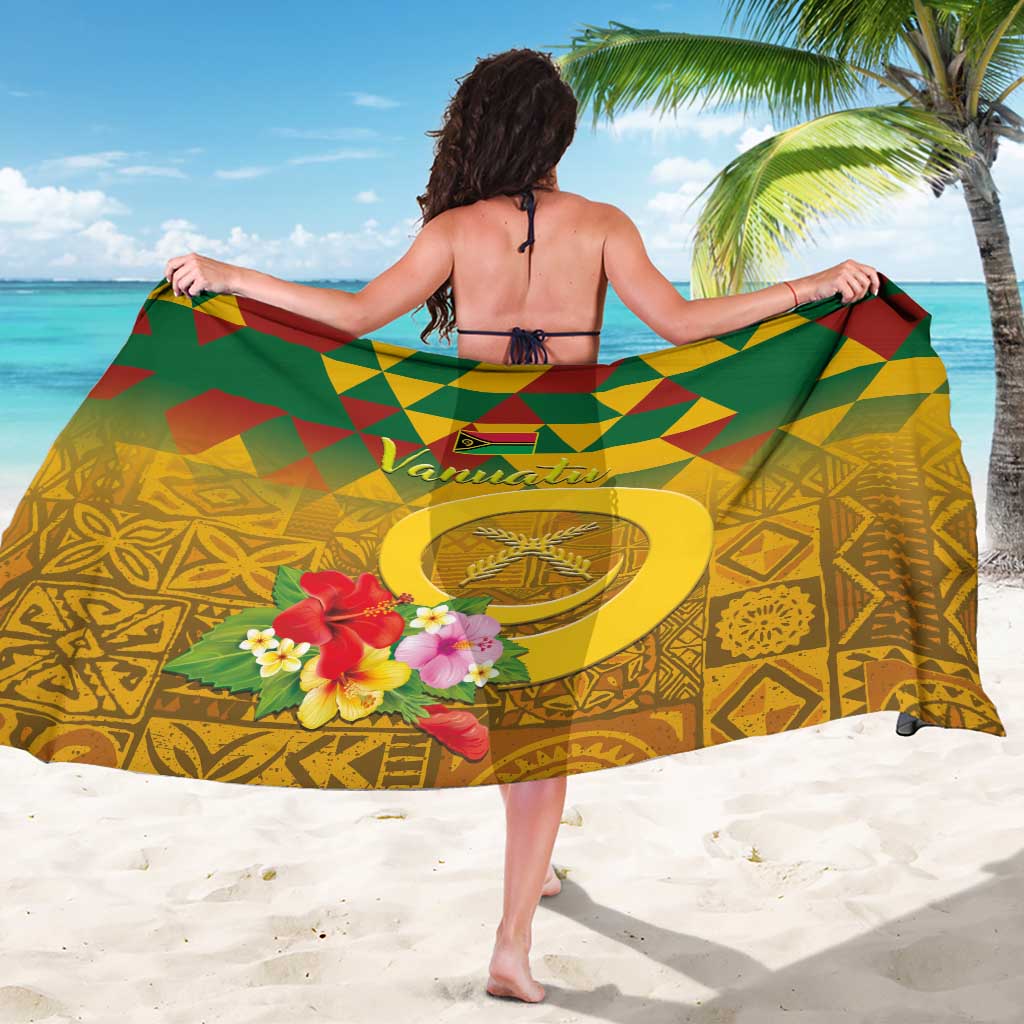Melanesian Vanuatu Sarong With Tapa Tribal Pattern and Triangle Geometric Tricolor LT03 - Polynesian Pride