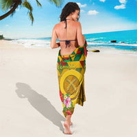 Melanesian Vanuatu Sarong With Tapa Tribal Pattern and Triangle Geometric Tricolor LT03 - Polynesian Pride