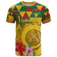 Melanesian Vanuatu T Shirt With Tapa Tribal Pattern and Triangle Geometric Tricolor LT03 Yellow - Polynesian Pride