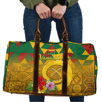 Melanesian Vanuatu Travel Bag With Tapa Tribal Pattern and Triangle Geometric Tricolor LT03 Yellow - Polynesian Pride