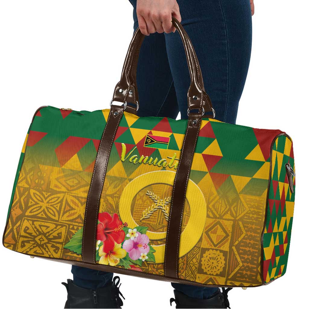 Melanesian Vanuatu Travel Bag With Tapa Tribal Pattern and Triangle Geometric Tricolor LT03 - Polynesian Pride