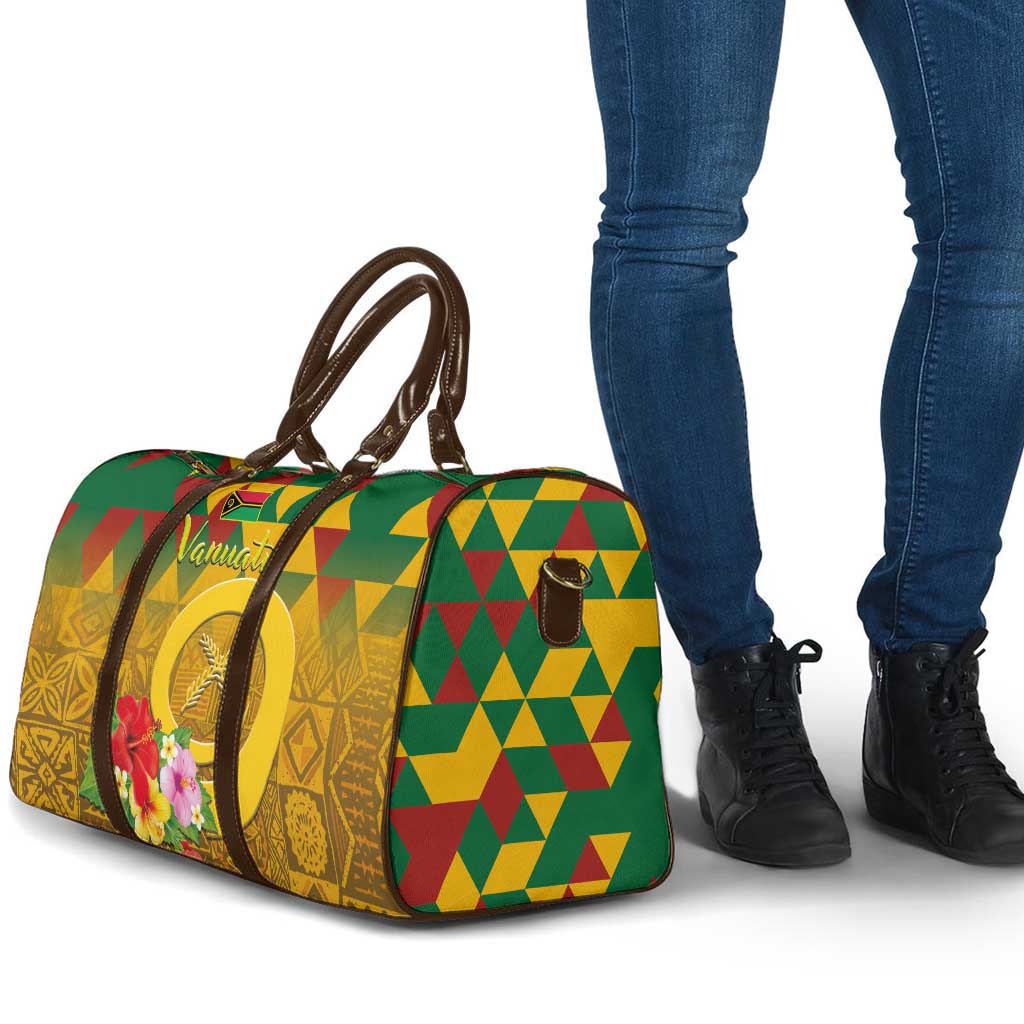 Melanesian Vanuatu Travel Bag With Tapa Tribal Pattern and Triangle Geometric Tricolor LT03 - Polynesian Pride