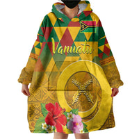 Melanesian Vanuatu Wearable Blanket Hoodie With Tapa Tribal Pattern and Triangle Geometric Tricolor LT03 - Polynesian Pride