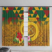 Melanesian Vanuatu Window Curtain With Tapa Tribal Pattern and Triangle Geometric Tricolor LT03 With Hooks Yellow - Polynesian Pride