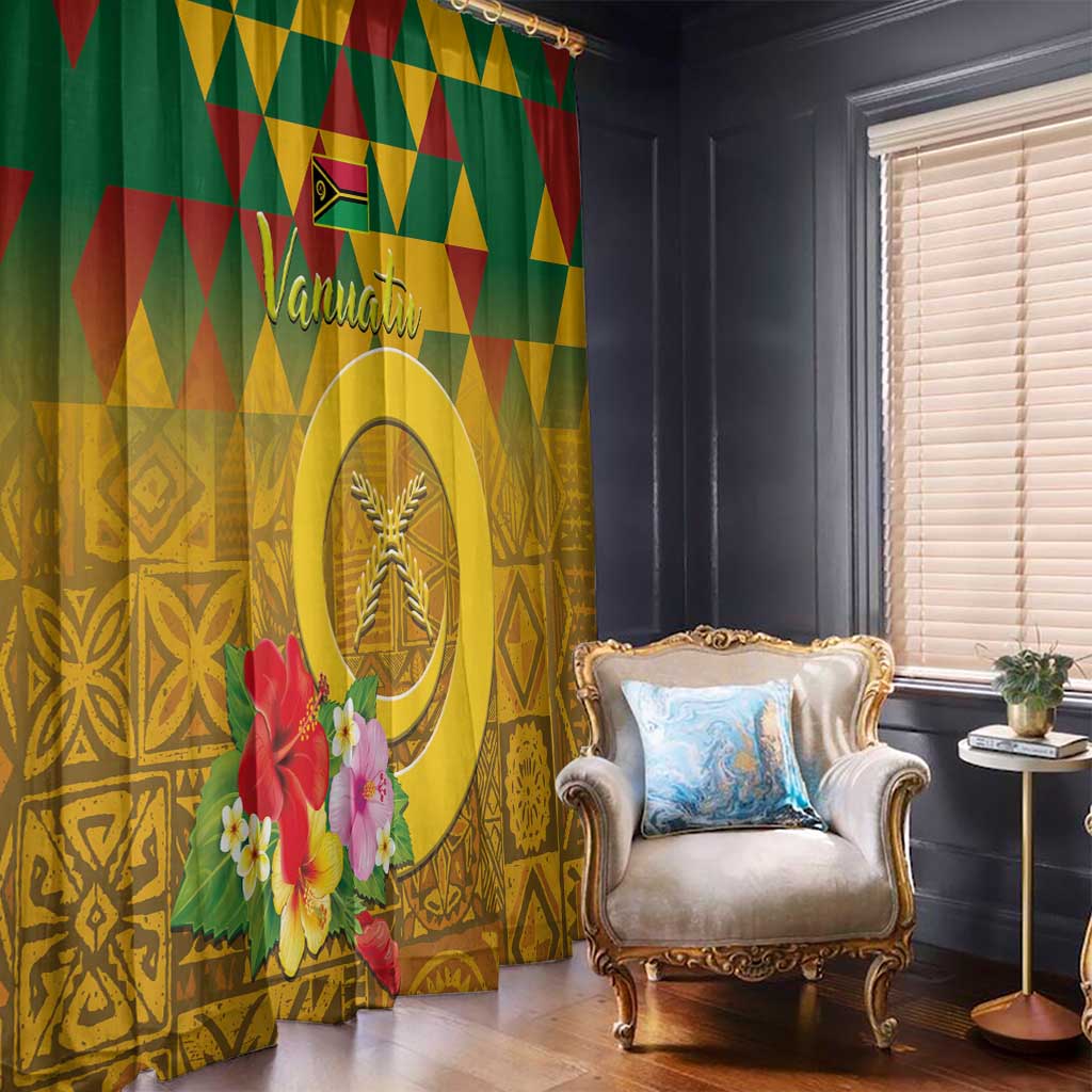Melanesian Vanuatu Window Curtain With Tapa Tribal Pattern and Triangle Geometric Tricolor LT03 - Polynesian Pride
