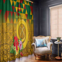 Melanesian Vanuatu Window Curtain With Tapa Tribal Pattern and Triangle Geometric Tricolor LT03 - Polynesian Pride