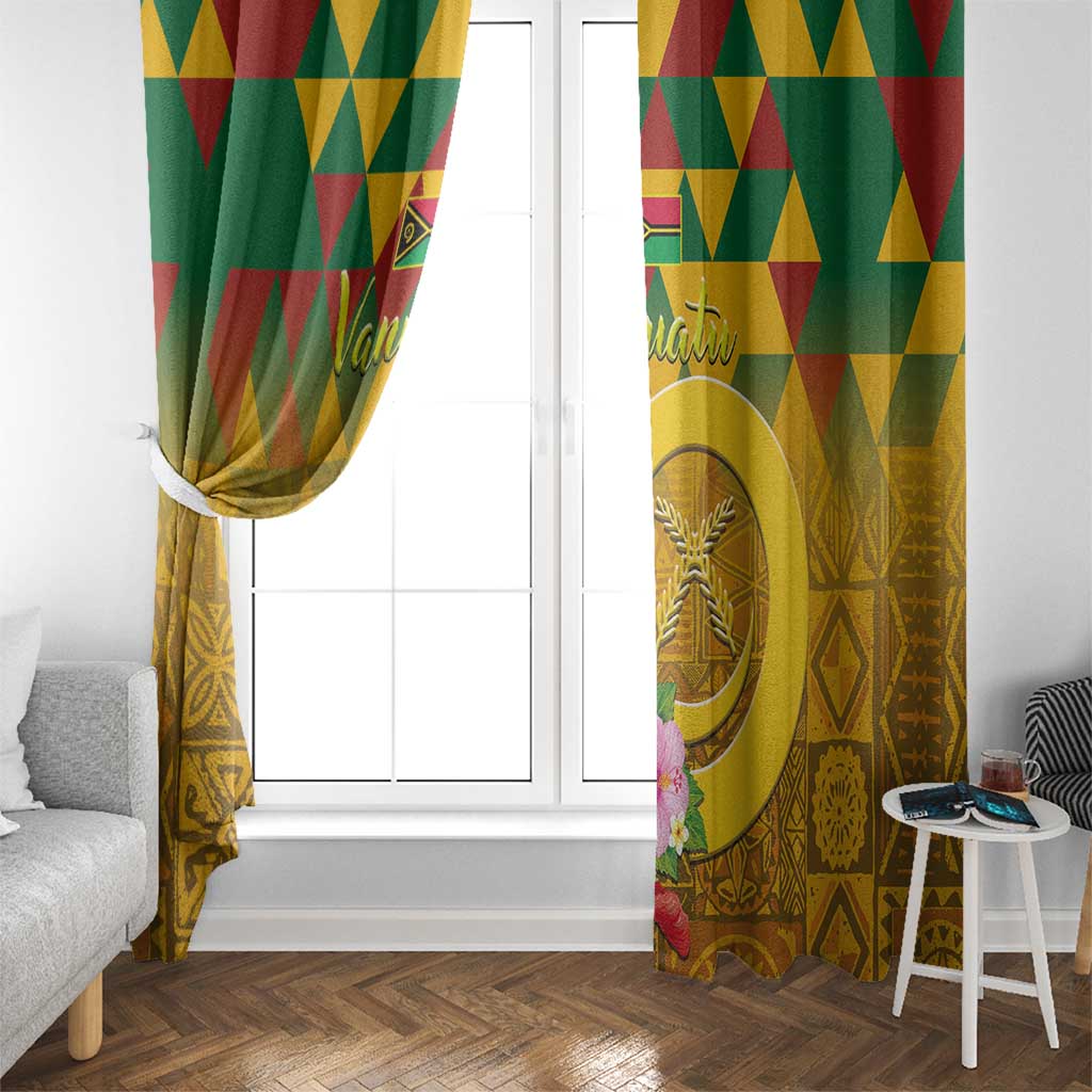 Melanesian Vanuatu Window Curtain With Tapa Tribal Pattern and Triangle Geometric Tricolor LT03 - Polynesian Pride
