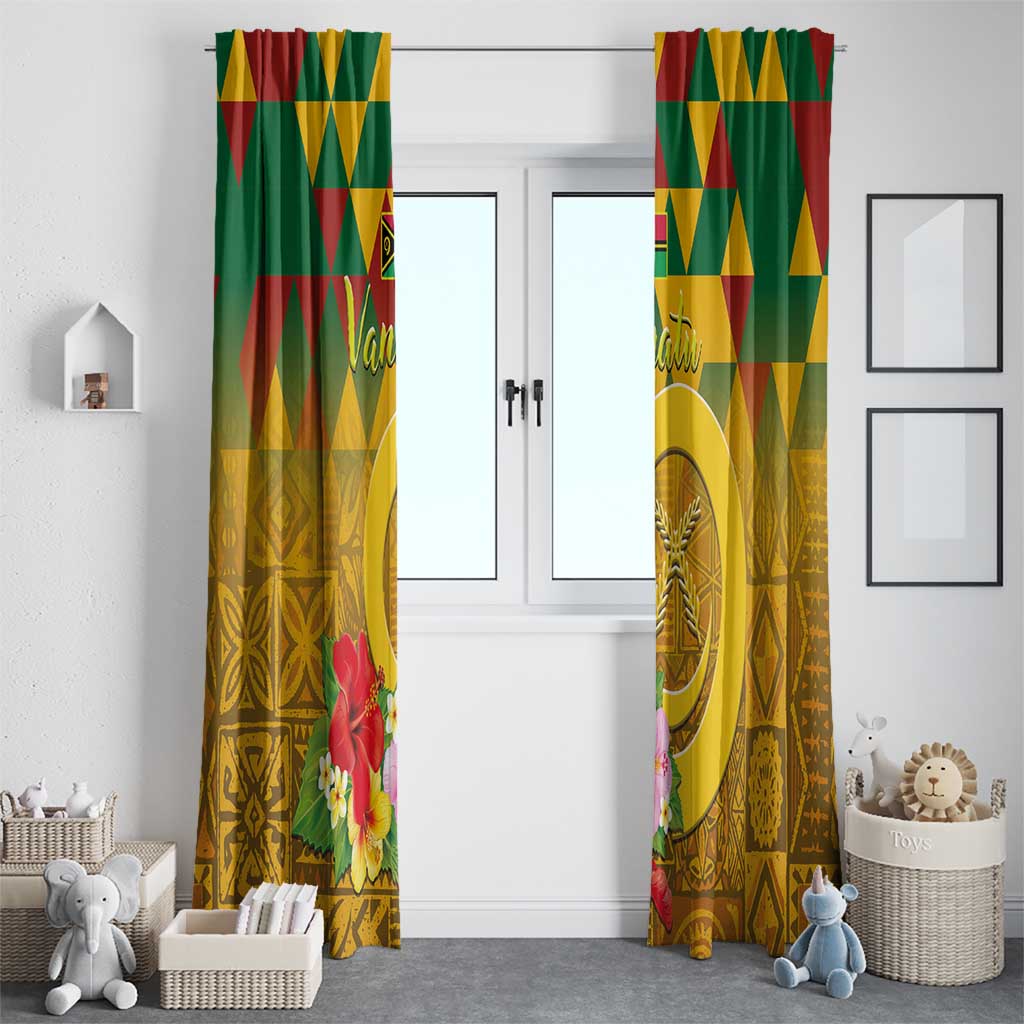 Melanesian Vanuatu Window Curtain With Tapa Tribal Pattern and Triangle Geometric Tricolor LT03 - Polynesian Pride
