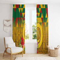 Melanesian Vanuatu Window Curtain With Tapa Tribal Pattern and Triangle Geometric Tricolor LT03 - Polynesian Pride