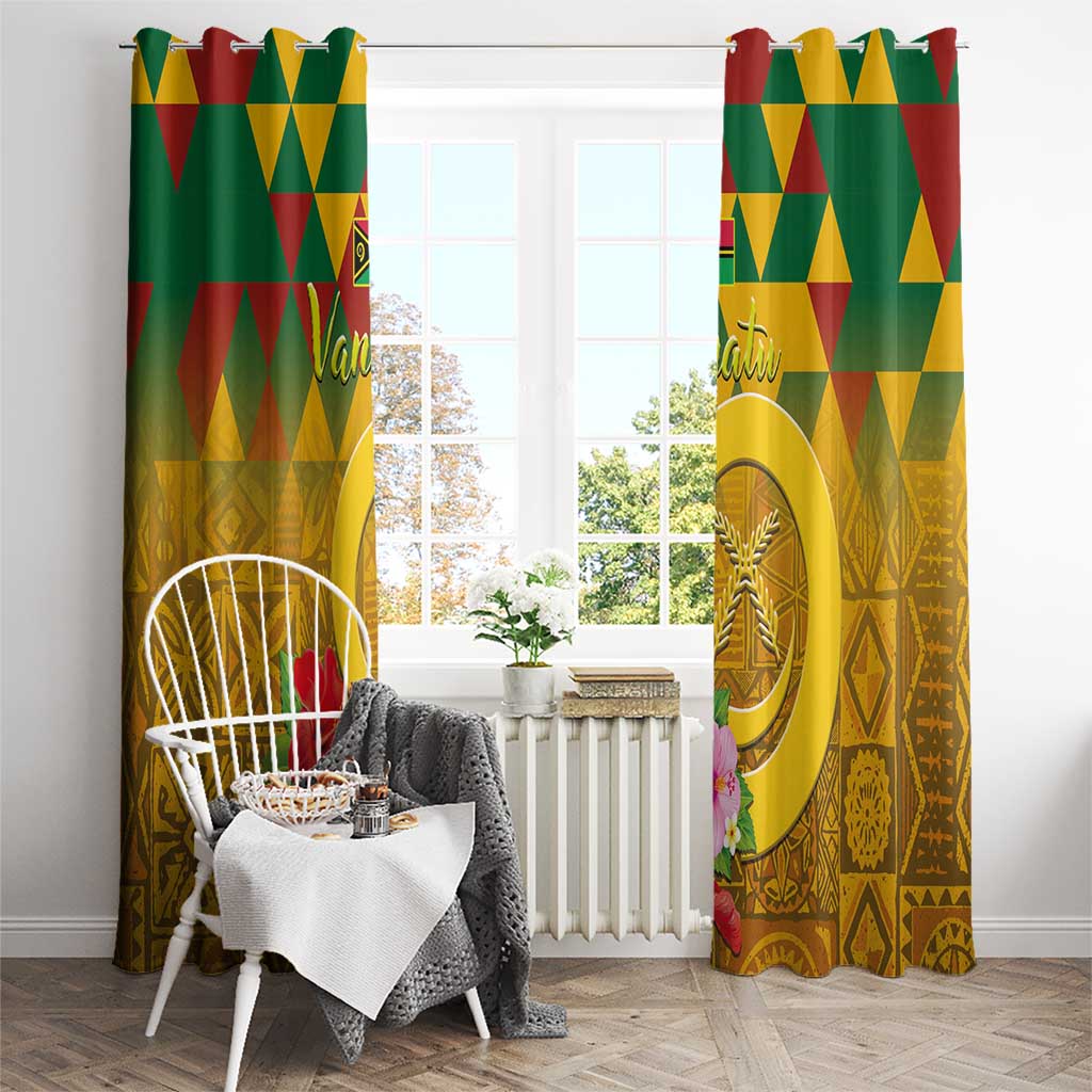 Melanesian Vanuatu Window Curtain With Tapa Tribal Pattern and Triangle Geometric Tricolor LT03 - Polynesian Pride