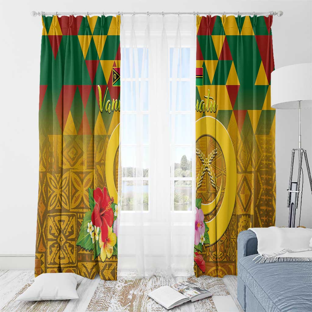 Melanesian Vanuatu Window Curtain With Tapa Tribal Pattern and Triangle Geometric Tricolor LT03 - Polynesian Pride