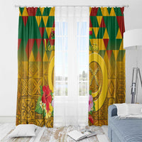Melanesian Vanuatu Window Curtain With Tapa Tribal Pattern and Triangle Geometric Tricolor LT03 - Polynesian Pride