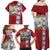 Merry Christmas Family Matching Off Shoulder Maxi Dress and Hawaiian Shirt Funny Santa Claus Cards Photo and Polynesian Pattern Red Color