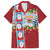 Merry Christmas Family Matching Puletasi and Hawaiian Shirt Funny Santa Claus Cards Photo and Polynesian Pattern Red Color