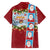 Merry Christmas Family Matching Short Sleeve Bodycon Dress and Hawaiian Shirt Funny Santa Claus Cards Photo and Polynesian Pattern Red Color