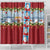 Merry Christmas Shower Curtain Funny Santa Claus Cards Photo and Polynesian Pattern Red Color