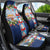 Merry Christmas Car Seat Cover Funny Santa Claus Cards Photo and Polynesian Pattern Blue Color LT03