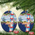 Merry Christmas Ceramic Ornament Funny Santa Claus Cards Photo and Polynesian Pattern Blue Color