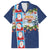 Merry Christmas Hawaiian Shirt Funny Santa Claus Cards Photo and Polynesian Pattern Blue Color