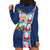 Merry Christmas Hoodie Dress Funny Santa Claus Cards Photo and Polynesian Pattern Blue Color