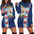 Merry Christmas Hoodie Dress Funny Santa Claus Cards Photo and Polynesian Pattern Blue Color