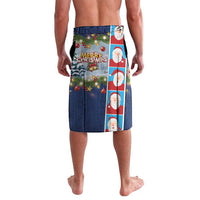 Merry Christmas Lavalava Funny Santa Claus Cards Photo and Polynesian Pattern Blue Color LT03 - Polynesian Pride