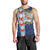 Merry Christmas Men Tank Top Funny Santa Claus Cards Photo and Polynesian Pattern Blue Color