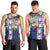 Merry Christmas Men Tank Top Funny Santa Claus Cards Photo and Polynesian Pattern Blue Color