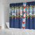 Merry Christmas Shower Curtain Funny Santa Claus Cards Photo and Polynesian Pattern Blue Color LT03